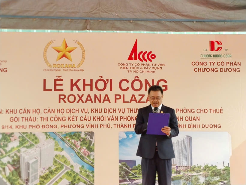 Ông Nguyễn Mạnh Hà, Giám Đốc Hành chính Nhân sự đại diện HĐQT Công ty Tường Phong phát biểu tại Lễ khởi công.